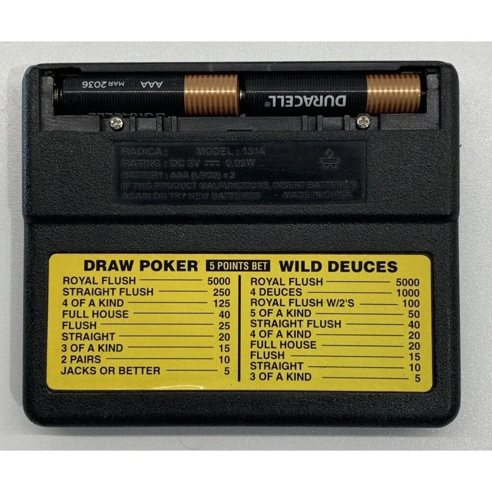 Radica Pocket Poker Deuces 5000 Model 1314 Handheld Electronic Game Tested Works